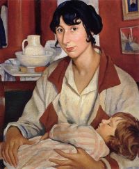 Serebriakova Zinaida Yevgenyevna Portrait A.a. Cherkesovoy Benoit With Her Son Alexander canvas print