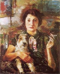 Sergius Pauser Dame mit Hund 1934