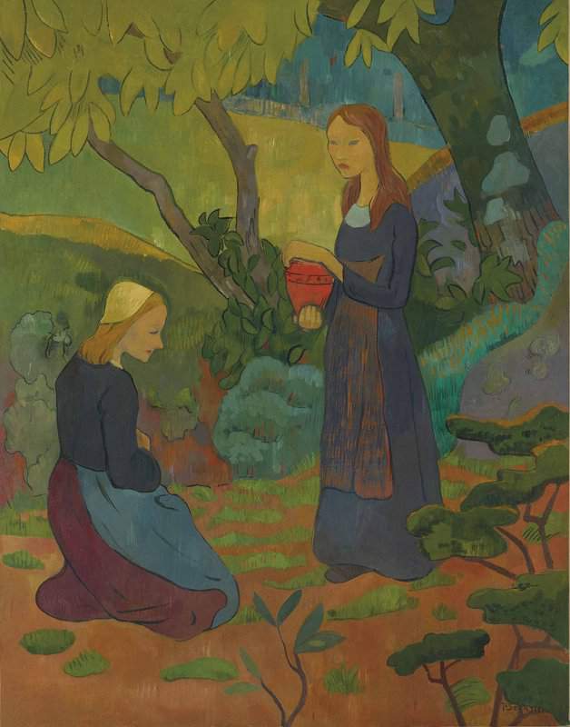 Serusier Paul Jeune Bretonne Au Pot Vermillon Et Fillette Agenouillee 1892 canvas print