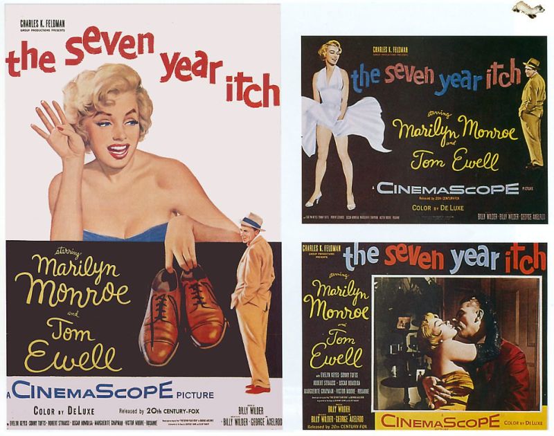 Seven Year Itch Poster And 2lobbycards 1955 Movie Poster Art Print On Canvas 4870