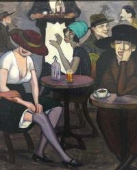 Shalva Kikodze in einem Café oder Künstlerkaffeehaus in Paris 1920