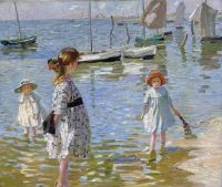 Sharp Dorothea Children Paddling On The Sea Shore canvas print