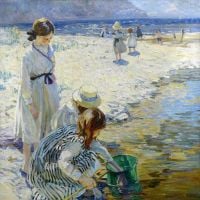 Sharp Dorothea Children Shrimping On A Beach canvas print