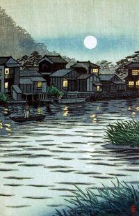 Shiro Kasamatsu Aufgehender Mond am Fluss Katase 1953