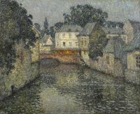 Sidaner Henri Le Canal Avec Maison Blanche Harfleur 1915 Leinwanddruck