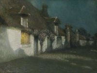 Sidaner Henri Le Cottages im Mondschein-Leinwanddruck