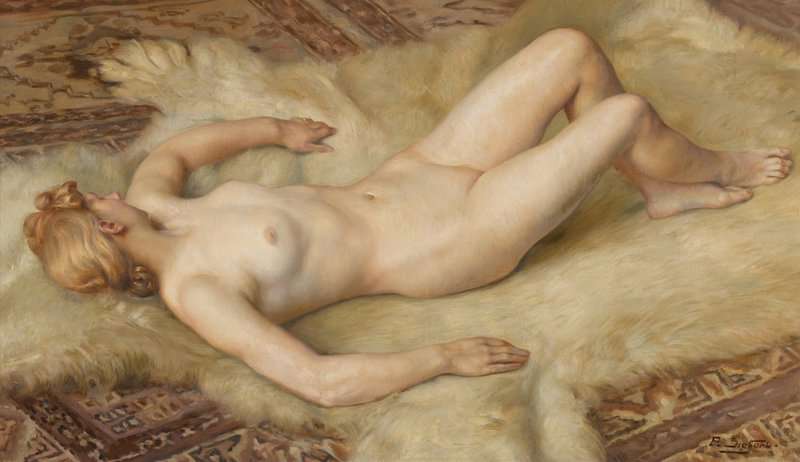 Sieffert Paul Nu Allonge Sur Une Peau D Ours canvas print