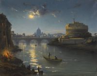 Siemiradzki Henryk Hektor View Of The Castel Sant Angelo With Saint Peter S In The Distance