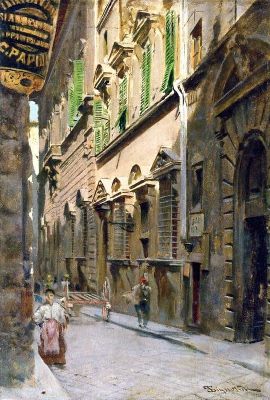Signorini Telemaco Borgo Degli Albizi Con Il Palazzo Ramirez De Montalvo Ca. 1880 canvas print