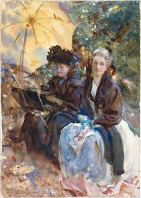 Singer Sargent John Miss Eliza Wedgwood And Miss Sargent Sketching 1908 canvas print