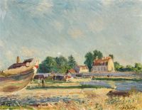 Sisley Alfred Bateaux En Reparation A Saint Mammes Canal Du Loing Ca. 1885