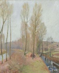 Sisley Alfred L. Orvanne und Le Canal Du Loing En Hiver 1891 Leinwanddruck