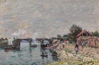 Sisley Alfred La Seine Au Pont de Sèvres Billancourt Ca. Leinwanddruck von 1877