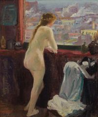 Sloan John Nude At Window Over Greenwich Village Ca. 1913