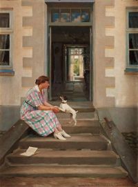 Slott Moller Agnes A Woman And Her Dog 1920 canvas print