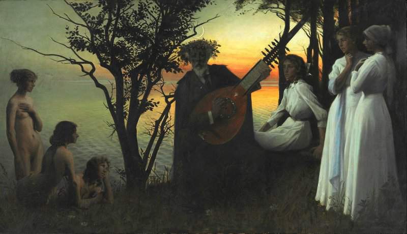 Slott Moller Agnes Digteren. The Poet Holger Drachmann Surrounded By Six Women 1911 12 canvas print