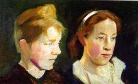Slott Moller Agnes Dobbeltportr T Af Anne Marie Brodersen Gift Carl Nielsen Og Suzette Skovgaard Gift Holten canvas print