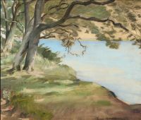 Slott Moller Agnes Landscape With Trees Along A Bank canvas print