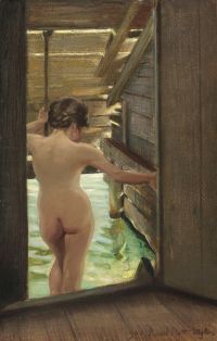 Slott Moller Agnes Nude Woman Bathing 1900 canvas print