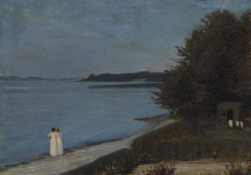 Slott Moller Agnes Summer Evening With Two Women Walking Along The Shore 1913 canvas print