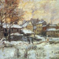 Sneeuw bij zonsondergang Argenteuil in de sneeuw door Monet