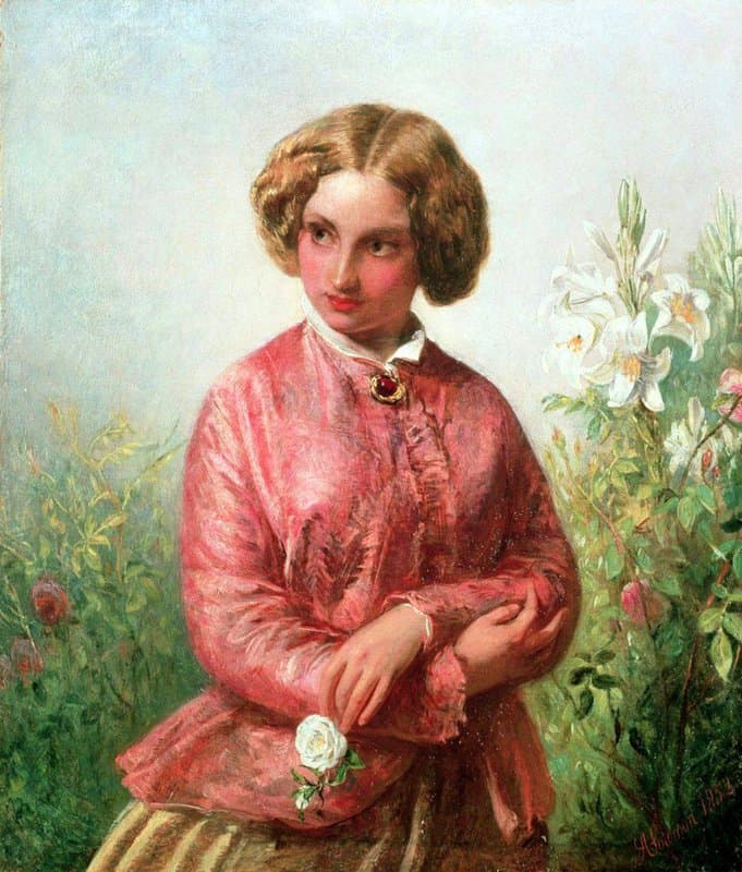 Solomon Abraham Portrait Of A Young Girl With A Rose canvas print