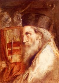 Solomon Abraham Young Rabbi Holding The Torah 1871