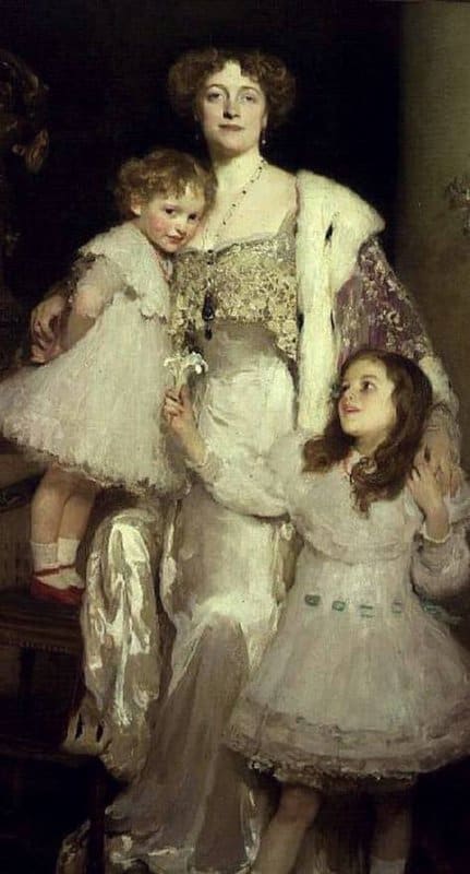 Solomon Solomon Joseph Portrait Of Mrs. Alfred Mond Later Lady Melchett And Her Two Daughters Mary And Nora 1900 canvas print