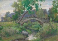 Somov Konstantin Andreyevich The Novosilviisky Bridge In Pavlovsk Park Ca. 1920s 30s canvas print