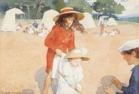 أطفال سونريل إليزابيث على الشاطئ