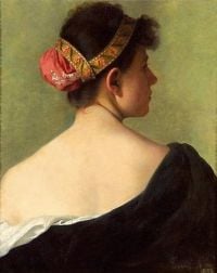Sonrel Elisabeth Portrait De Jeune Femme De Dos Un Ruban A Fleurs Dans Sa Chevelure Au Chignon 1893 canvas print