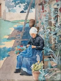 Sonrel Elisabeth Sewing In The Garden 1892