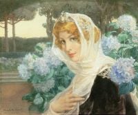 Sonrel Elisabeth Young Woman With Hortensians canvas print
