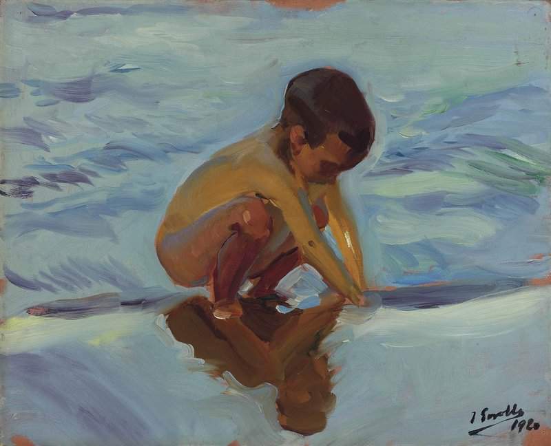 Sorolla Y Bastida Joaqu N Contraluz En La Playa. Nino Agachado 1920 canvas print