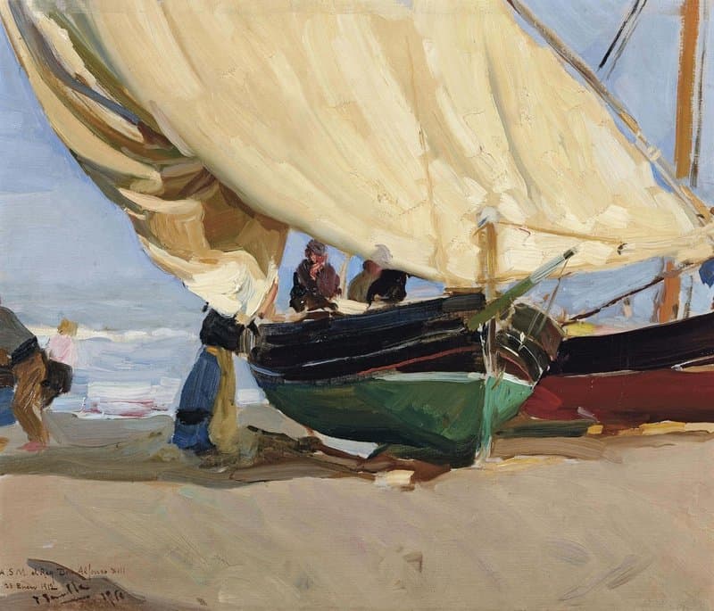 Sorolla Y Bastida Joaqu N Pescadores. Barcas Varadas Valencia 1912 canvas print