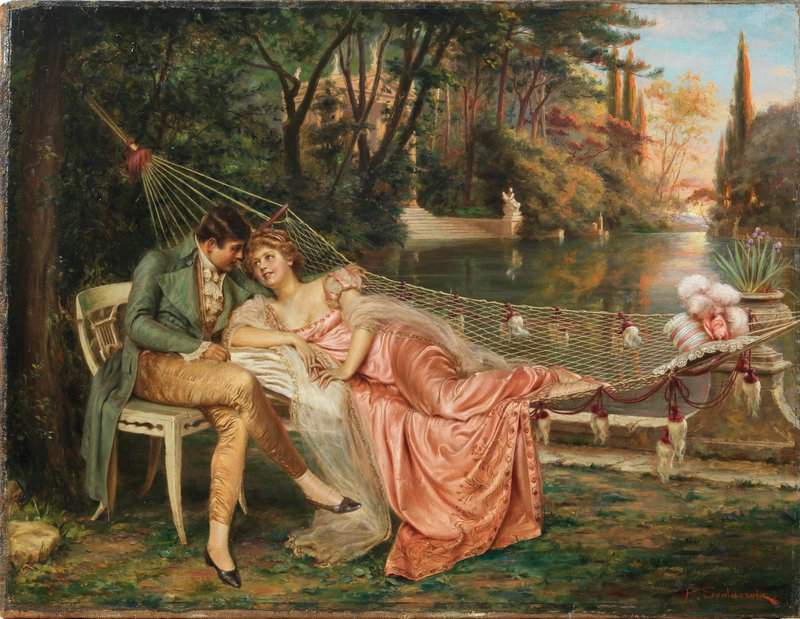 Soulacroix Charles Joseph Frederick Flirting In The Park Of Villa Borghese Rome canvas print