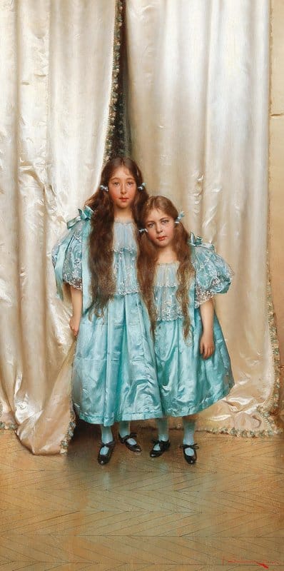 Soulacroix Charles Joseph Frederick Two Friends In Blue Dresses canvas print