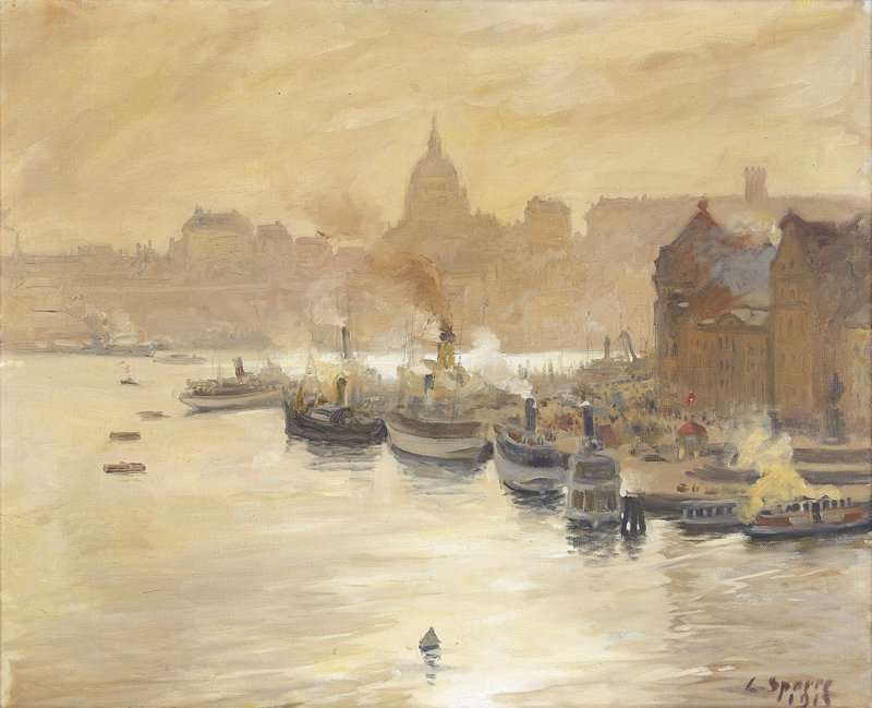Sparre Louis Vy Over Skeppsbron Och Soders Hojder Med Katarina Kyrka I Fonden 1915 canvas print