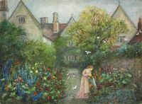 Spartali Stillman Marie A Lady In The Garden at Kelmscott Manor Gloucestershire 1883 Leinwanddruck