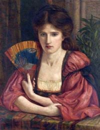 Spartali Stillman Marie Selbstporträt in einem mittelalterlichen Kleid 1874 Leinwanddruck