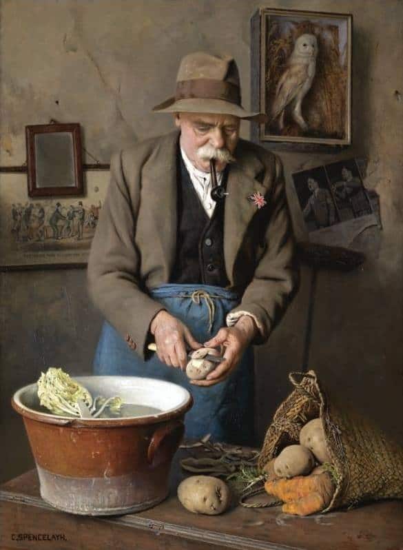Spencelayh Charles Dig For Victory   The Wise Eat More Potatoes canvas print