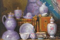 Spiers Benjamin Walter A Still Life Of Chinese Porcelain And Books 1877 canvas print
