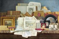Spiers Benjamin Walter Art And Letters. Still Life Of Books Paintings Prints And Other Objects 1892 canvas print