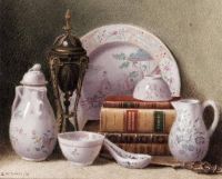 Spiers Benjamin Walter Still Life Of China And Books 1876 canvas print