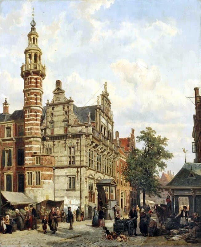 Springer Cornelis A Market Day Near The City Hall The Hague canvas print