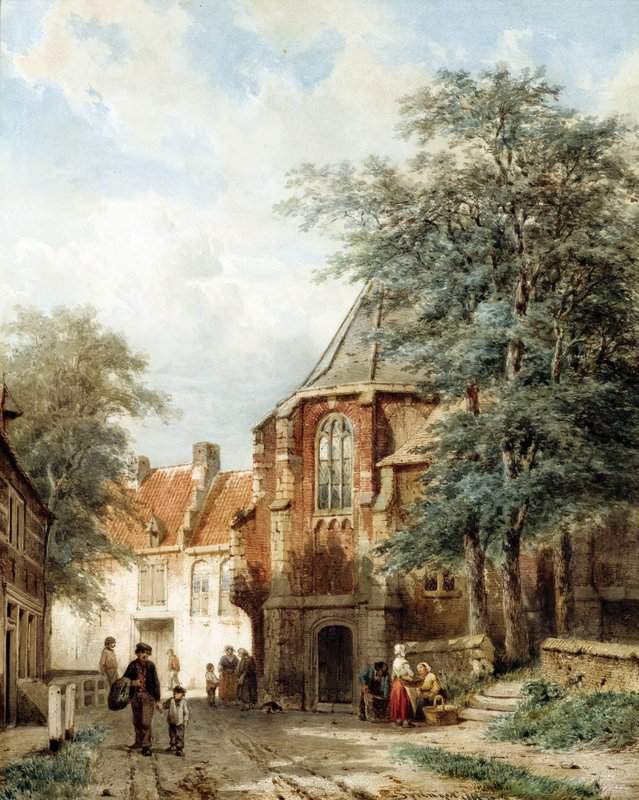 Springer Cornelis Figures In The Dorpsstraat Asperen 1861 canvas print