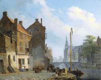 Springer Cornelis Figures On A Quay In A Dutch Town 1843 canvas print