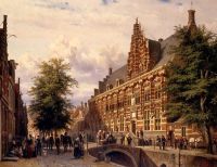 Springer Cornelis Gezicht Langs Turfmarkt Te Leeuwarden Met Rechts Kanselarij Gebouw 1873