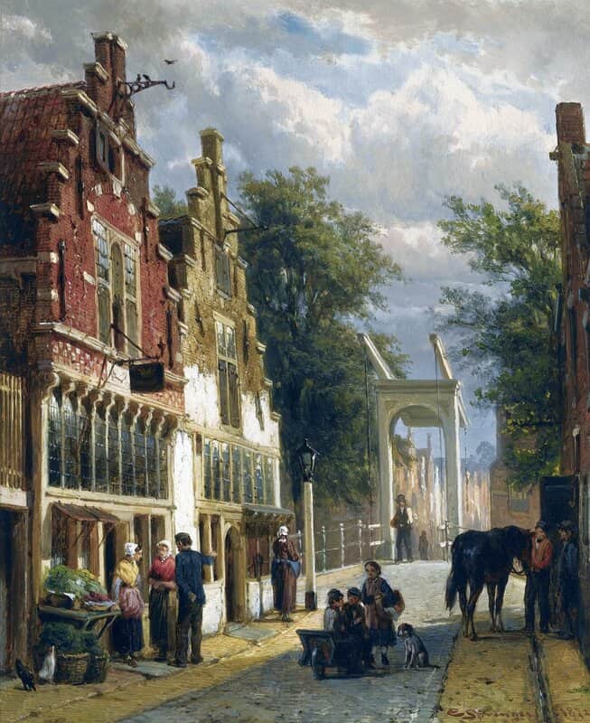 Springer Cornelis Gezicht Langs Turfmarkt Te Leeuwarden Met Rechts Kanselarij Gebouw 1873 1 canvas print
