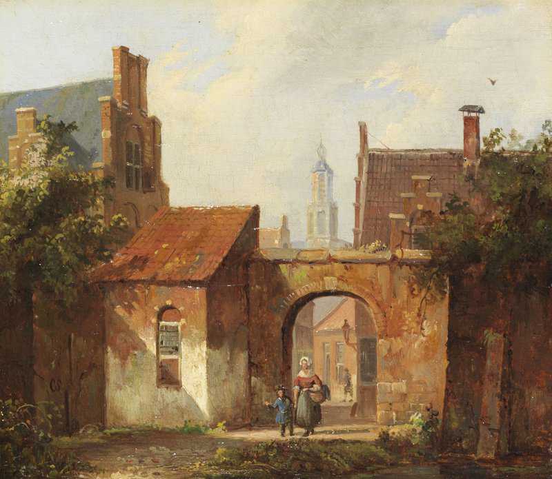 Springer Cornelis Hollandisches Stadtchen Mit Torbogen Ca. 1860 canvas print
